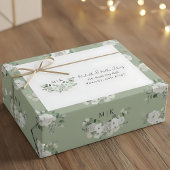 Elegant modern monogram eucalyptus retouradres etiket