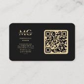 Elegant Modern Monogram Faux Gold Professional QR Visitekaartje (Achterkant)