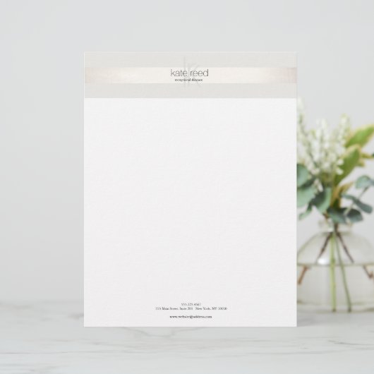 Elegant modern monogram FAUX Silver Striped Briefhoofd (Staand voorkant)