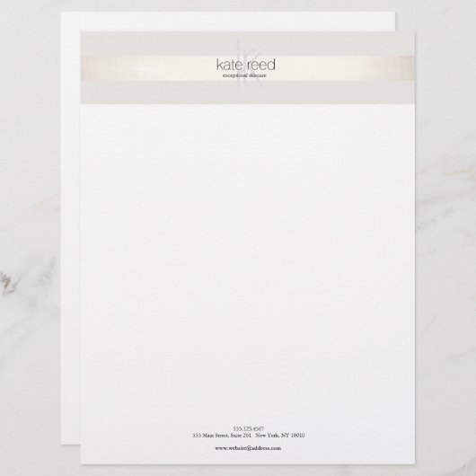 Elegant modern monogram FAUX Silver Striped Briefhoofd (Voorkant / Achterkant)