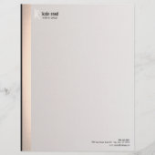 Elegant modern monogram FAUX Silver Striped Persoonlijk Briefhoofd (Voorkant)