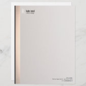 Elegant modern monogram FAUX Silver Striped Persoonlijk Briefhoofd (Voorkant / Achterkant)