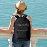 Elegant modern monogram gepersonaliseerd met naam bedrukte rugzak<br><div class="desc">Introductie van de Elegant Modern Monogram Personalized With Name Printed Backpack, een slanke en stijlvolle accessoire met een cool ontwerp van de scriptnaam. Deze veelzijdige rugzak is perfect voor werknemers, personeel en collega's en dient als een laptoptas met een moderne, schone en minimalistische esthetiek. De rugzak is versierd met een...</div>