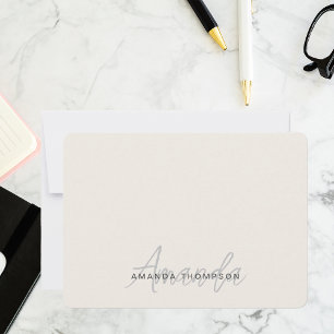 Elegant modern monogram gepersonaliseerd met naam notitiekaartje