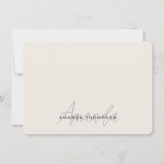 Elegant modern monogram gepersonaliseerd met naam notitiekaartje (Voorkant)