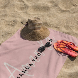 Elegant modern monogram gepersonaliseerd met naam strandlaken