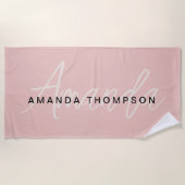 Elegant modern monogram gepersonaliseerd met naam strandlaken (Voorkant)