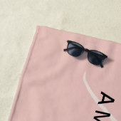Elegant modern monogram gepersonaliseerd met naam strandlaken (In situ)