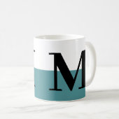 Elegant modern monogram Gift Blauwgroen Koffiemok (Voorkant rechts)