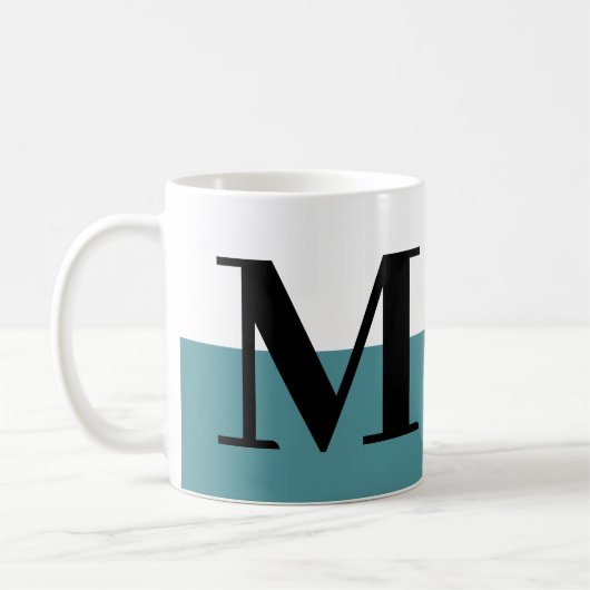 Elegant modern monogram Gift Blauwgroen Koffiemok (Links)