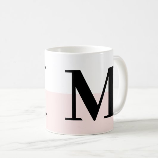 Elegant Modern Monogram Gift Blush Pink Coffee Mok (Voorkant rechts)