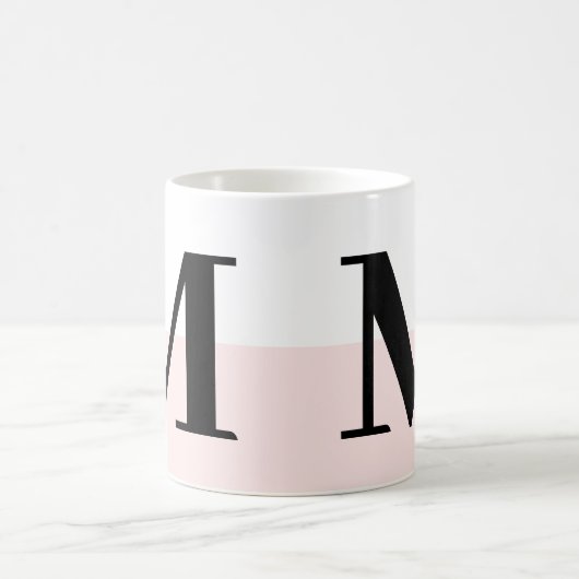 Elegant Modern Monogram Gift Blush Pink Coffee Mok (Center)