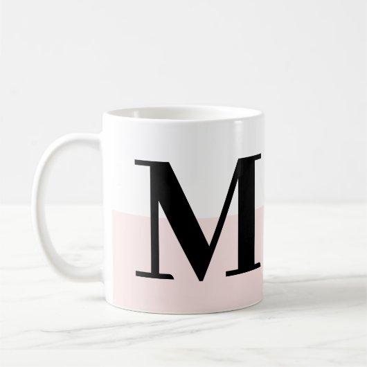 Elegant Modern Monogram Gift Blush Pink Coffee Mok (Links)