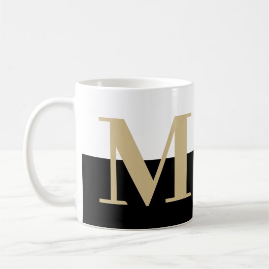 Elegant Modern Monogram Gift Gold Black Coffee Mok (Links)