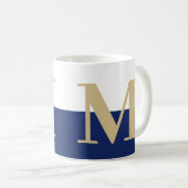Elegant Modern Monogram Gift Gold Navy Coffee Mok (Voorkant rechts)