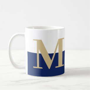 Elegant Modern Monogram Gift Gold Navy Coffee Mok