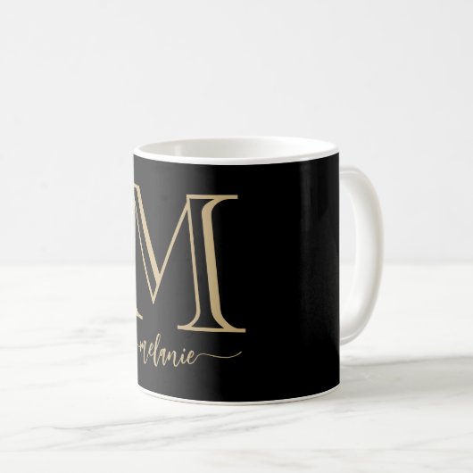 Elegant Modern Monogram Gold Black Mok (Voorkant rechts)