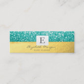 Elegant Modern Monogram Gold, Glitter Bokeh Mini Visitekaartje (Voorkant)