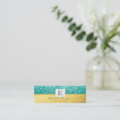 Elegant Modern Monogram Gold, Glitter Bokeh Mini Visitekaartje (Staand voorkant)