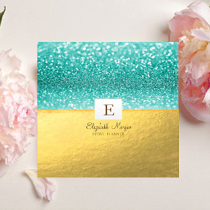 Elegant Modern Monogram Gold Glitter Bokeh Vierkante Visitekaartje
