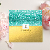 Elegant Modern Monogram Gold Glitter Bokeh Vierkante Visitekaartje