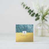 Elegant Modern Monogram Gold Glitter Bokeh Vierkante Visitekaartje (Staand voorkant)