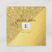 Elegant Modern Monogram Gold, Glitter Bokeh Vierkante Visitekaartje (Voorkant)