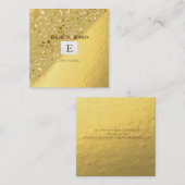 Elegant Modern Monogram Gold, Glitter Bokeh Vierkante Visitekaartje (Voorkant / Achterkant)
