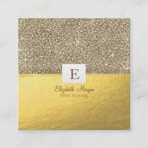 Elegant modern monogram Gold Glitter Vierkante Visitekaartje