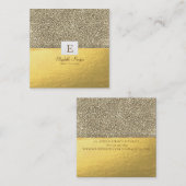 Elegant modern monogram Gold Glitter Vierkante Visitekaartje (Voorkant / Achterkant)