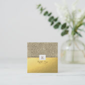 Elegant modern monogram Gold Glitter Vierkante Visitekaartje (Staand voorkant)