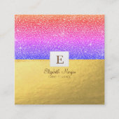 Elegant modern monogram Gold Ombre Glitter Square Vierkante Visitekaartje (Voorkant)