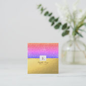Elegant modern monogram Gold Ombre Glitter Square Vierkante Visitekaartje (Staand voorkant)