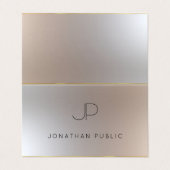 Elegant Modern Monogram Gold Silver Kijk Sjabloon Visitekaartje (Buitenkant ongevouwen)