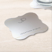 Elegant Modern Monogram Gold Silver Sjabloon Kartonnen Onderzetters (Gekanteld)