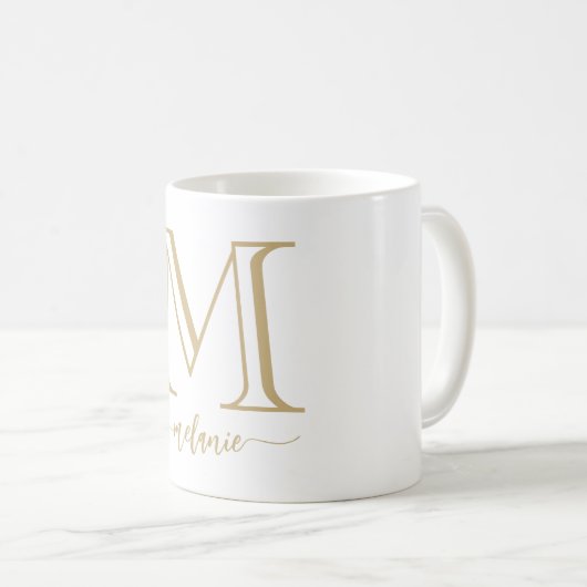 Elegant Modern Monogram Gold White Mok (Voorkant rechts)