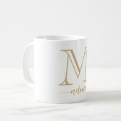 Elegant Modern Monogram Gold White Mok (Voorkant links)