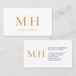 Elegant Modern Monogram Gold White Professional Visitekaartje