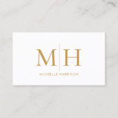 Elegant Modern Monogram Gold White Professional Visitekaartje (Voorkant)