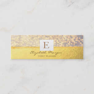 Elegant Modern Monogram Goud, Bokeh Mini Visitekaartje