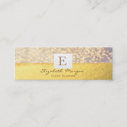 Elegant Modern Monogram Goud, Bokeh Mini Visitekaartje (Voorkant)