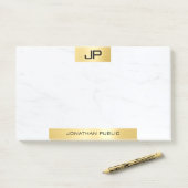 Elegant Modern Monogram Goud Marmer Sjabloon Post-it® Notes (Op bureau)