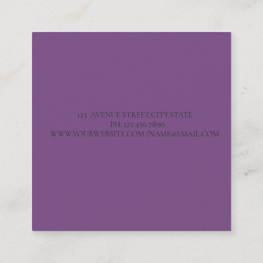 Elegant modern monogram goud, Violet Vierkante Visitekaartje (Achterkant)