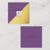 Elegant modern monogram goud, Violet Vierkante Visitekaartje (Voorkant / Achterkant)