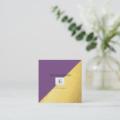 Elegant modern monogram goud, Violet Vierkante Visitekaartje (Staand voorkant)
