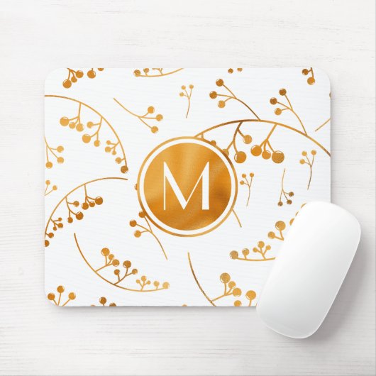 Elegant modern monogram goudbessenpatroon muismat (Met muis)