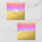 Elegant Modern Monogram Gouden Glitter Violet Boke Vierkante Visitekaartje (Voorkant / Achterkant)