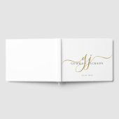 Elegant Modern Monogram Gouden Initialen Naam Huwe Gastenboek (Volledig)
