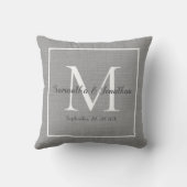 Elegant Modern Monogram Gray Gray Wedding Keepslag Kussen (Achterkant)