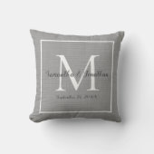 Elegant Modern Monogram Gray Gray Wedding Keepslag Kussen (Voorkant)